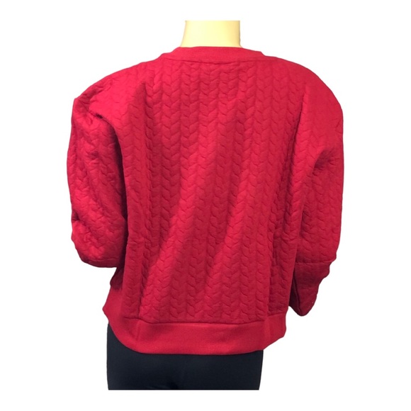 Laila Ali Rio Red Cable Knit Jacquard Sweatshirt Pullover Sweater. NWT! - Picture 4 of 4